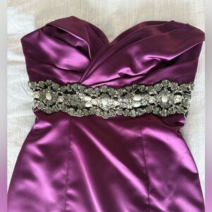 Love Strapless Dress in Rich Purple with Embellished Waist